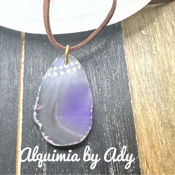 Alquimia Purple agate huge Pendant Necklace - Picture 1 of 1